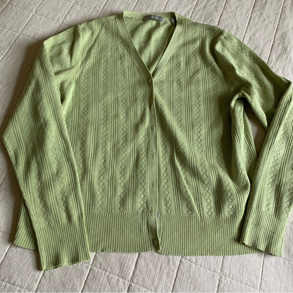 Kate Hill Silk Blend Womens Button Down Cardigan Size Large